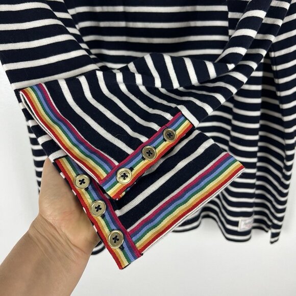 Talbots Striped Cotton Knit Top sz 2X Nautical Long Sleeve Rainbow Trim Preppy - Picture 2 of 8